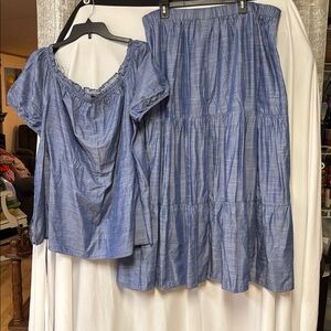 Lane Bryant Blouse and Blue Maxi Skirt set